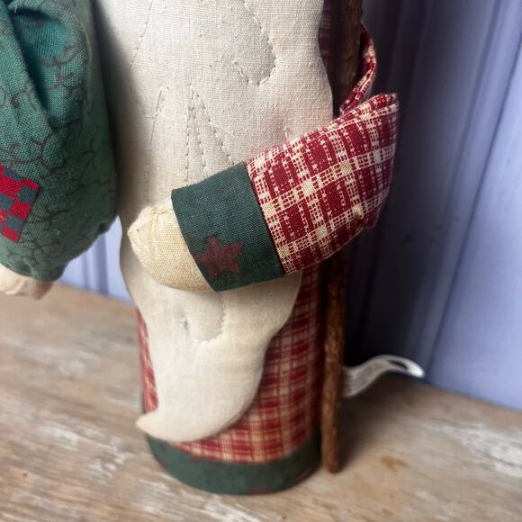Vintage Folk Art Santa Christmas Decoration Primitive Rustic Fabric Holiday 11” - Picture 16 of 16